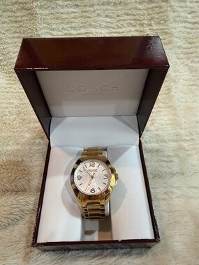 Coach Gold-Tone Women's Watch with White Dial